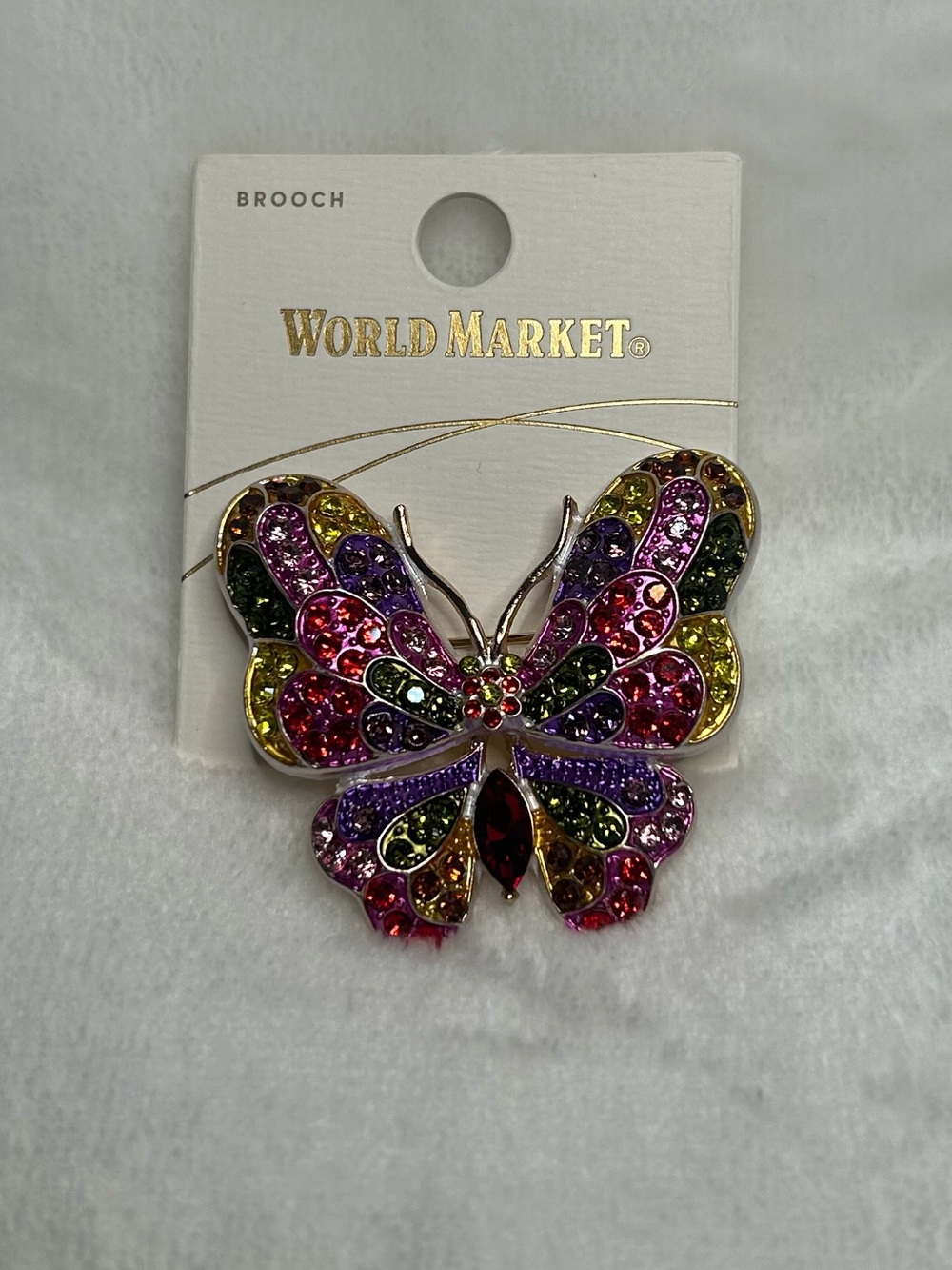 World Market Colorful Crystal Butterfly Brooch
